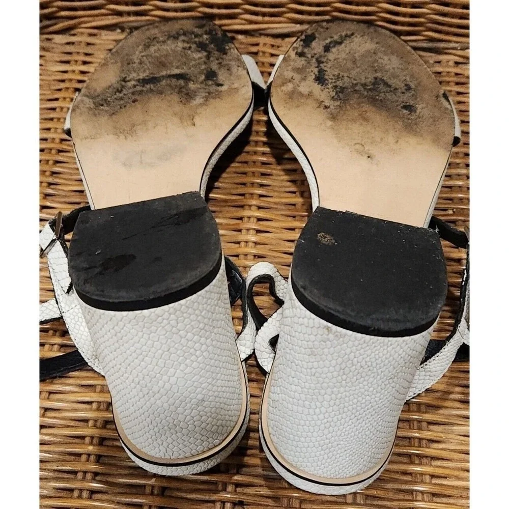 Free People White Snakeskin Print Heeled Sandals Ankle‎ Strap Open Toe